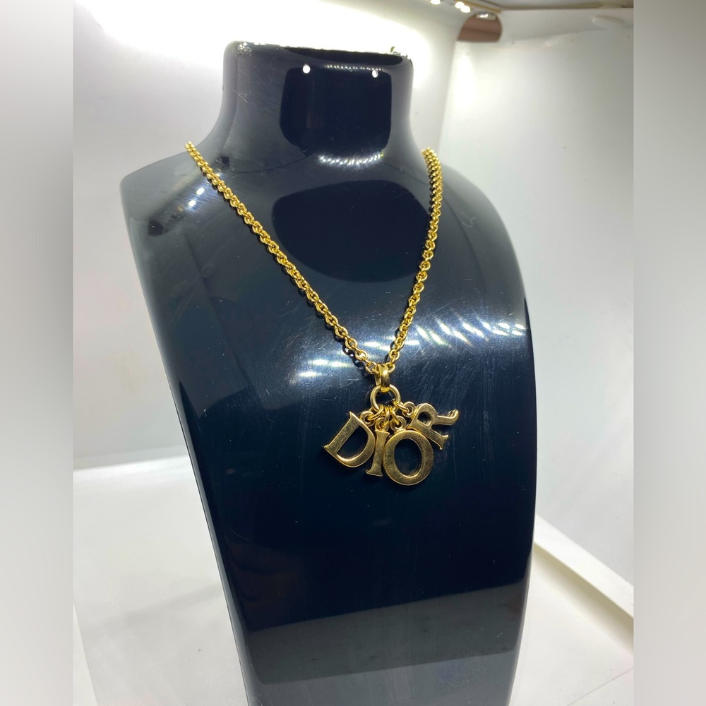 Christian Dior Gold “ DIOR “ charm necklace